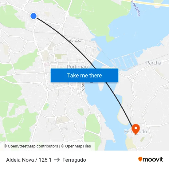Aldeia Nova / 125 1 to Ferragudo map