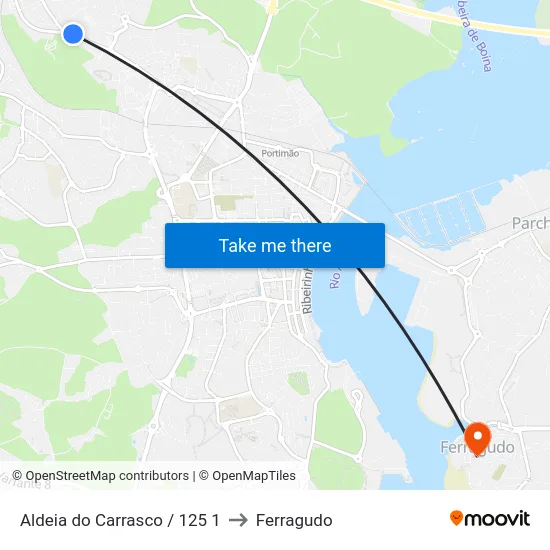 Aldeia do Carrasco / 125 1 to Ferragudo map