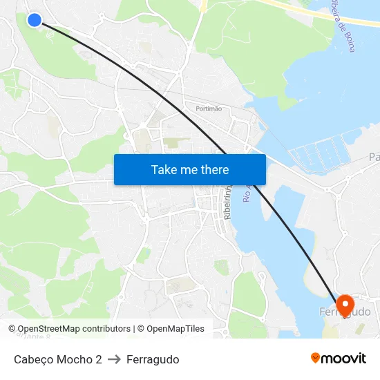 Cabeço Mocho 2 to Ferragudo map