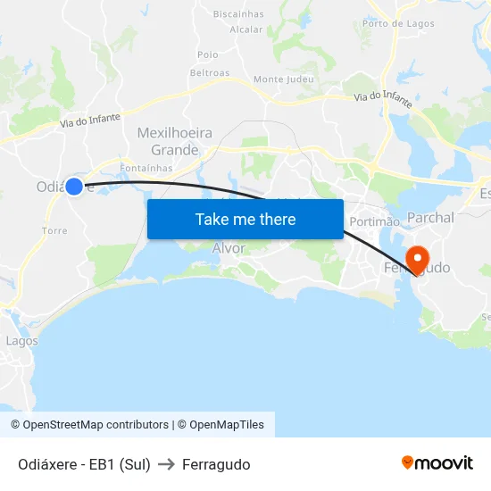 Odiáxere - EB1 (Sul) to Ferragudo map