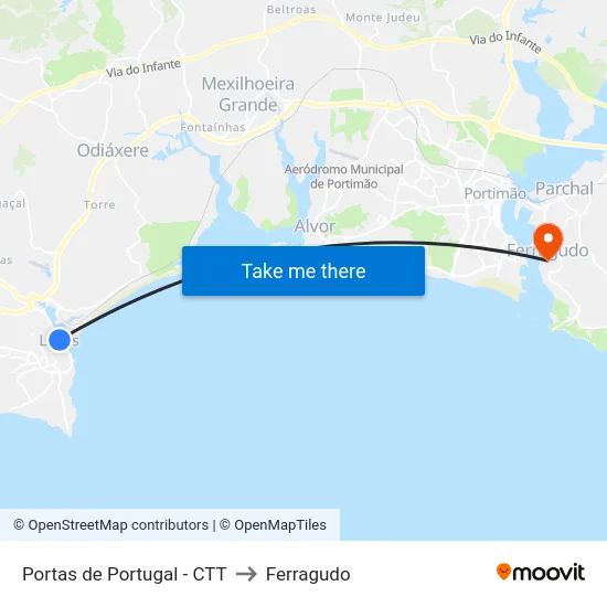 Portas de Portugal - CTT to Ferragudo map