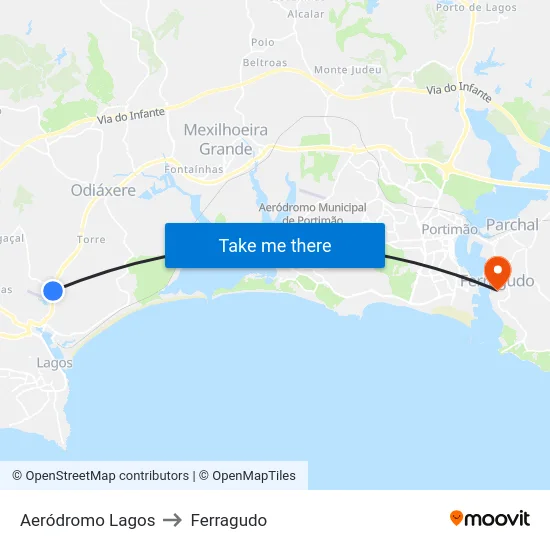 Aeródromo Lagos to Ferragudo map