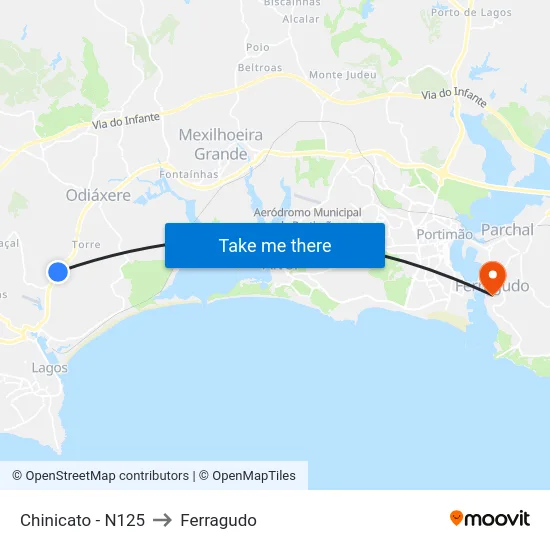 Chinicato - N125 to Ferragudo map