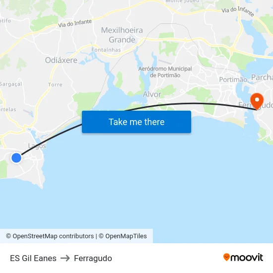 ES Gil Eanes to Ferragudo map
