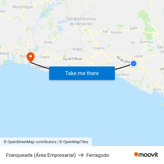 Franqueada (Área Empresarial) to Ferragudo map