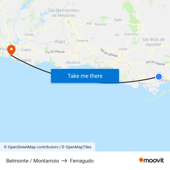 Belmonte / Montarroio to Ferragudo map