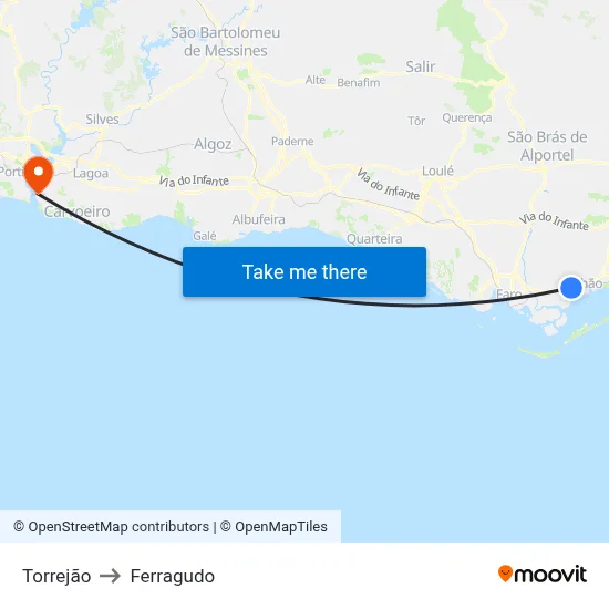 Torrejão to Ferragudo map