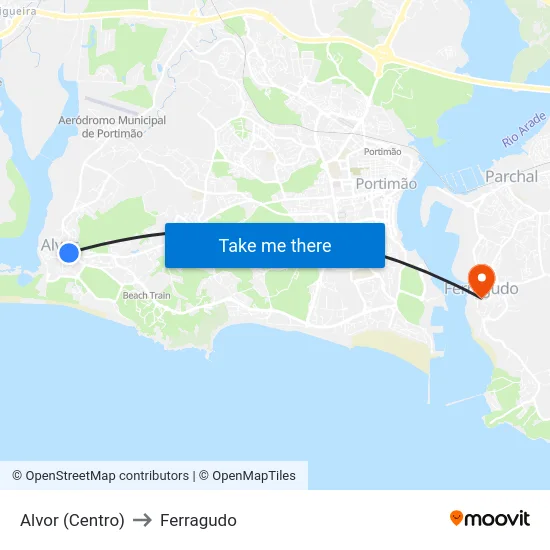 Alvor (Centro) to Ferragudo map