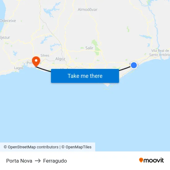 Porta Nova to Ferragudo map