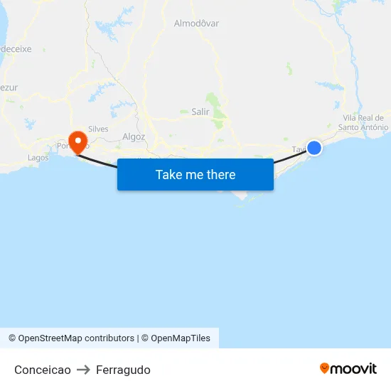 Conceicao to Ferragudo map