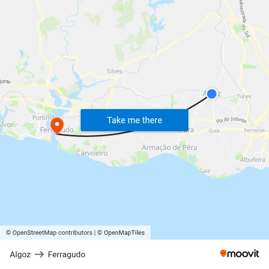 Algoz to Ferragudo map