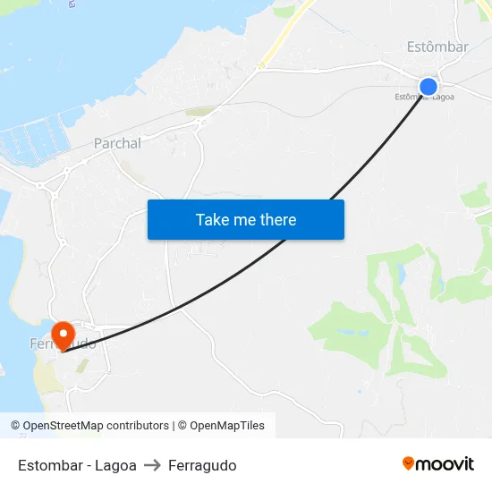 Estombar - Lagoa to Ferragudo map