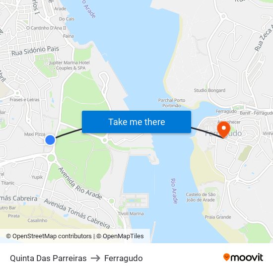 Quinta Das Parreiras to Ferragudo map