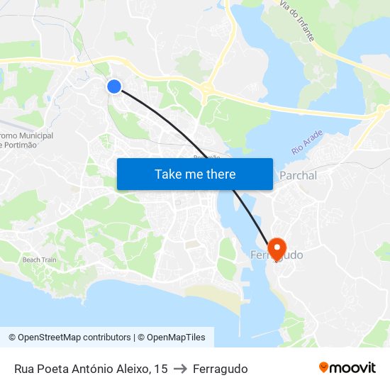 Rua Poeta António Aleixo, 15 to Ferragudo map