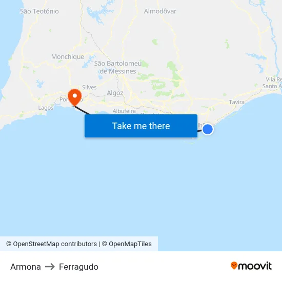 Armona to Ferragudo map