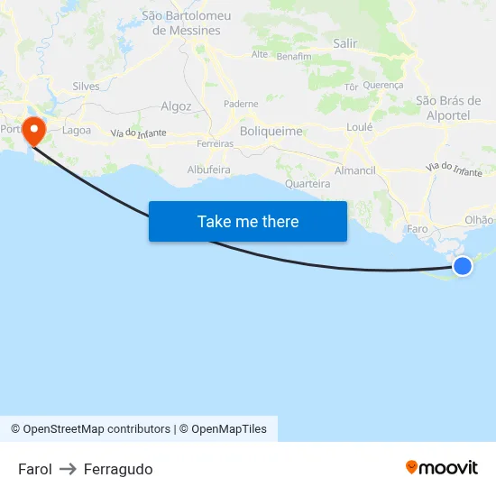 Farol to Ferragudo map