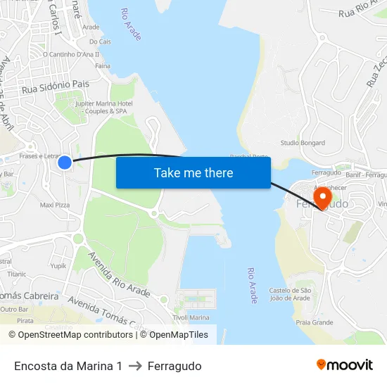 Encosta da Marina 1 to Ferragudo map