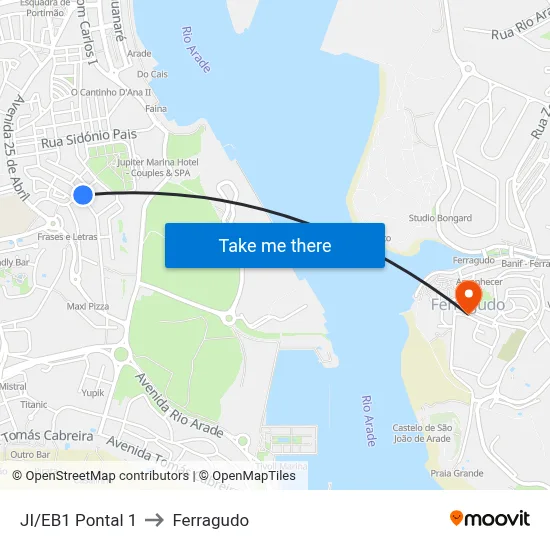 JI/EB1 Pontal 1 to Ferragudo map