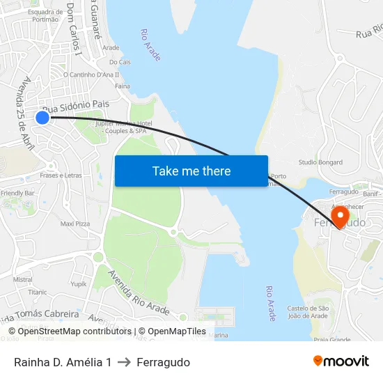 Rainha D. Amélia 1 to Ferragudo map