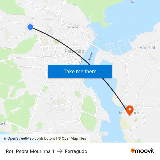 Rot. Pedra Mourinha 1 to Ferragudo map