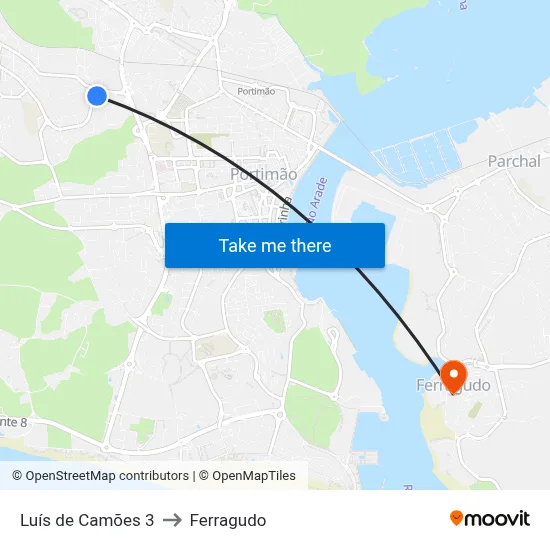 Luís de Camões 3 to Ferragudo map