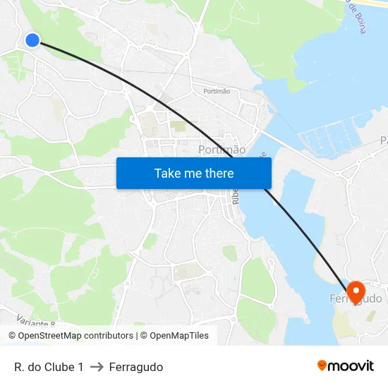 R. do Clube 1 to Ferragudo map