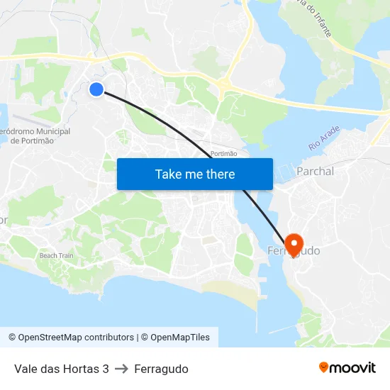 Vale das Hortas 3 to Ferragudo map