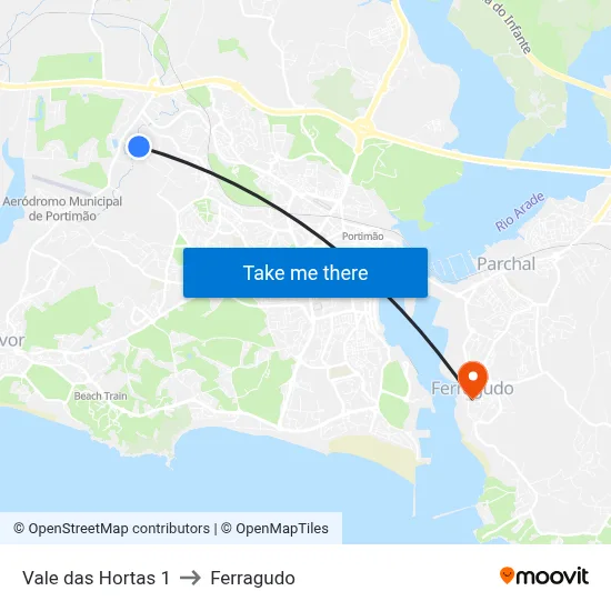 Vale das Hortas 1 to Ferragudo map