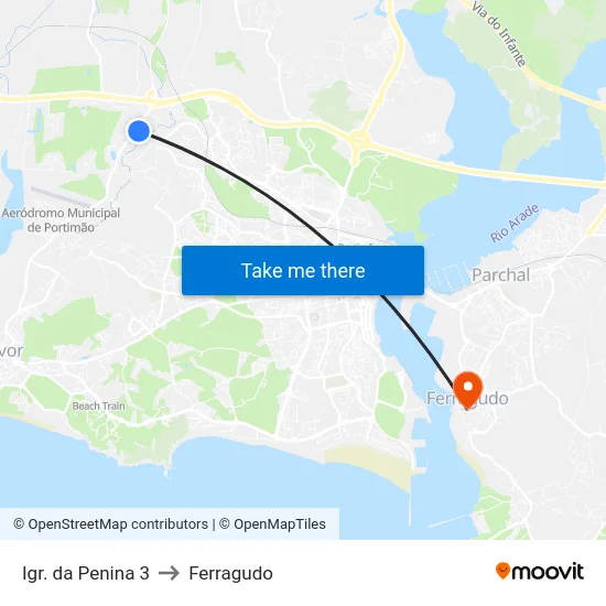 Igr. da Penina 3 to Ferragudo map