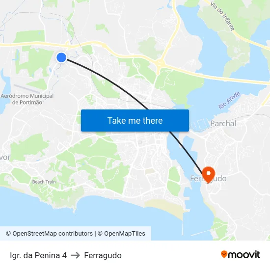 Igr. da Penina 4 to Ferragudo map