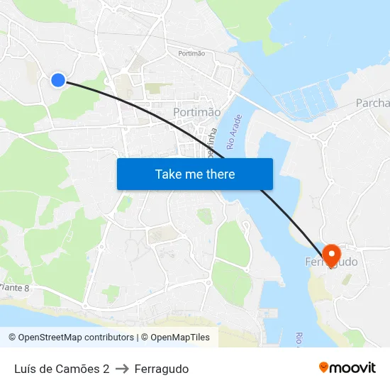 Luís de Camões 2 to Ferragudo map