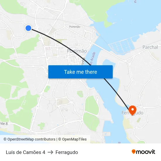Luís de Camões 4 to Ferragudo map