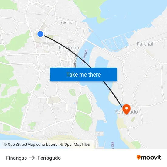 Finanças to Ferragudo map