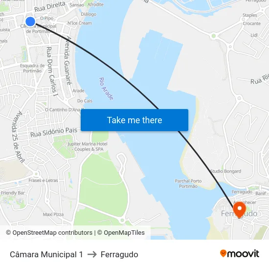 Câmara Municipal 1 to Ferragudo map
