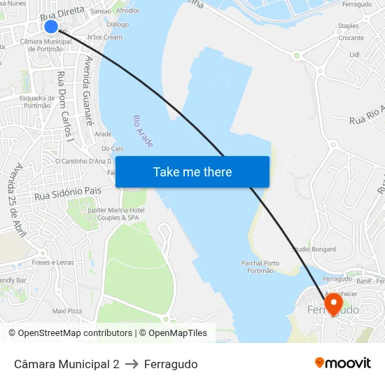 Câmara Municipal 2 to Ferragudo map