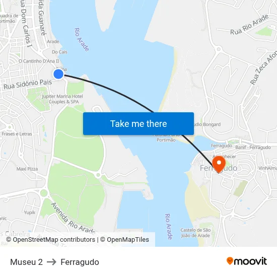 Museu 2 to Ferragudo map