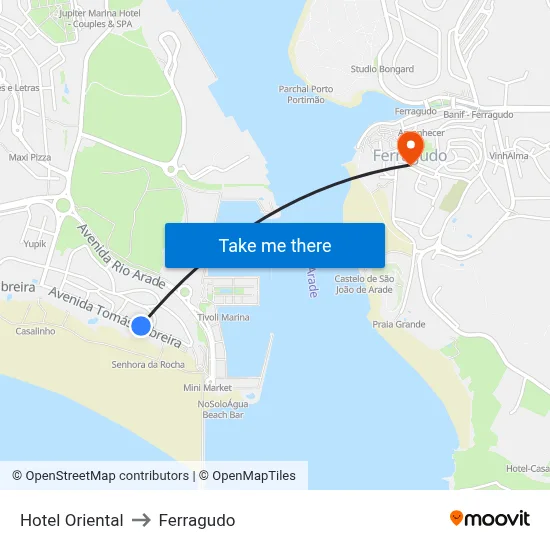 Hotel Oriental to Ferragudo map
