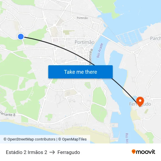 Estádio 2 Irmãos 2 to Ferragudo map