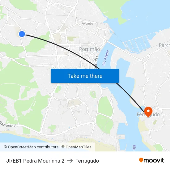 JI/EB1 Pedra Mourinha 2 to Ferragudo map