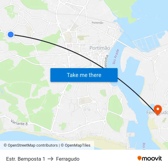 Estr. Bemposta 1 to Ferragudo map