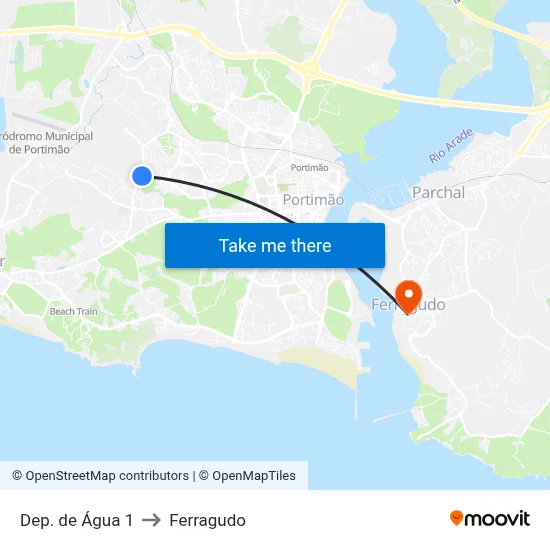 Dep. de Água 1 to Ferragudo map