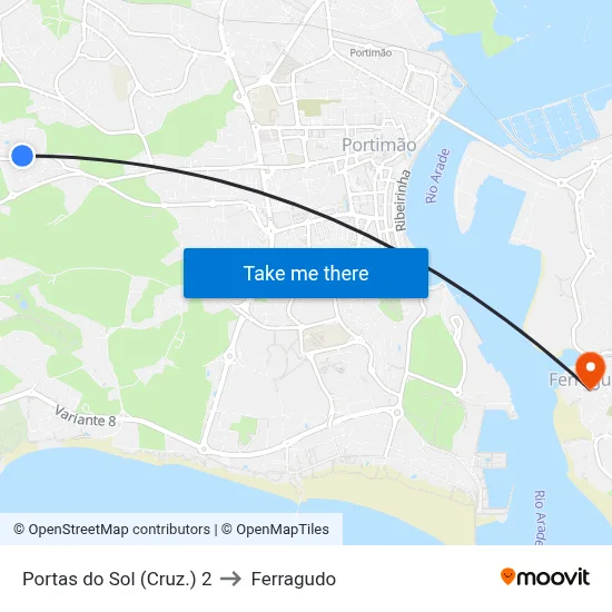 Portas do Sol (Cruz.) 2 to Ferragudo map