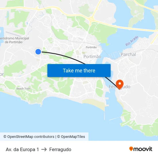 Av. da Europa 1 to Ferragudo map