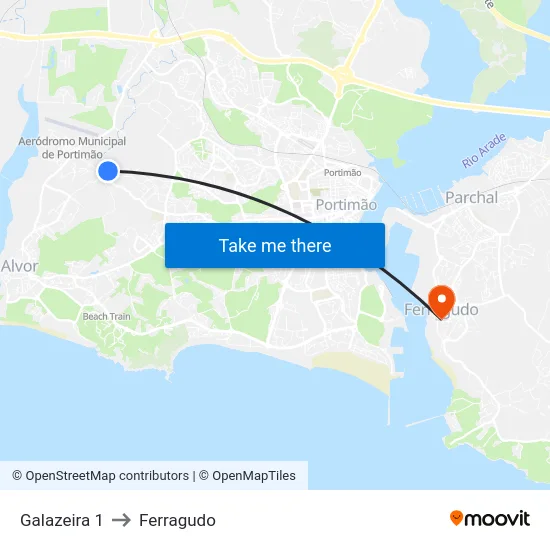 Galazeira 1 to Ferragudo map