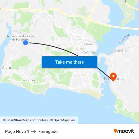 Poço Novo 1 to Ferragudo map