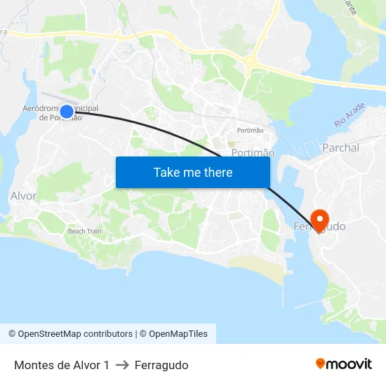Montes de Alvor 1 to Ferragudo map
