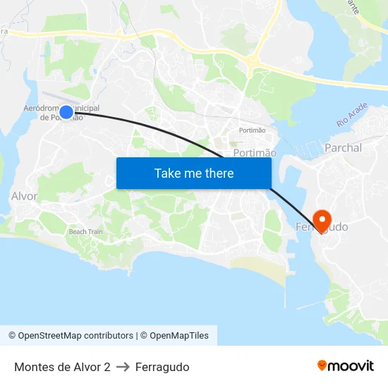 Montes de Alvor 2 to Ferragudo map