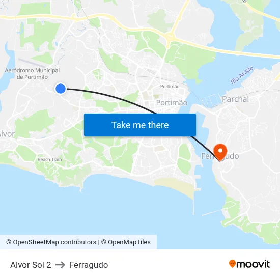 Alvor Sol 2 to Ferragudo map