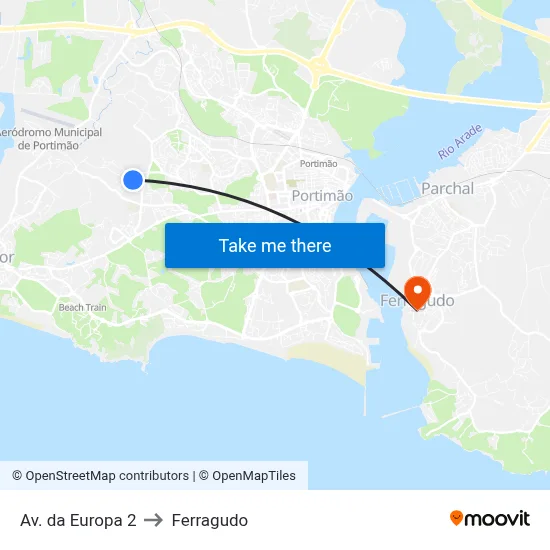 Av. da Europa 2 to Ferragudo map