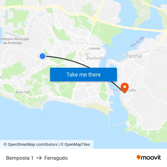 Bemposta 1 to Ferragudo map